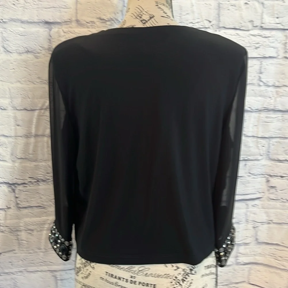 Vintage R & M Richard’s Evening Jacket Beaded Cuffs Black Size Large